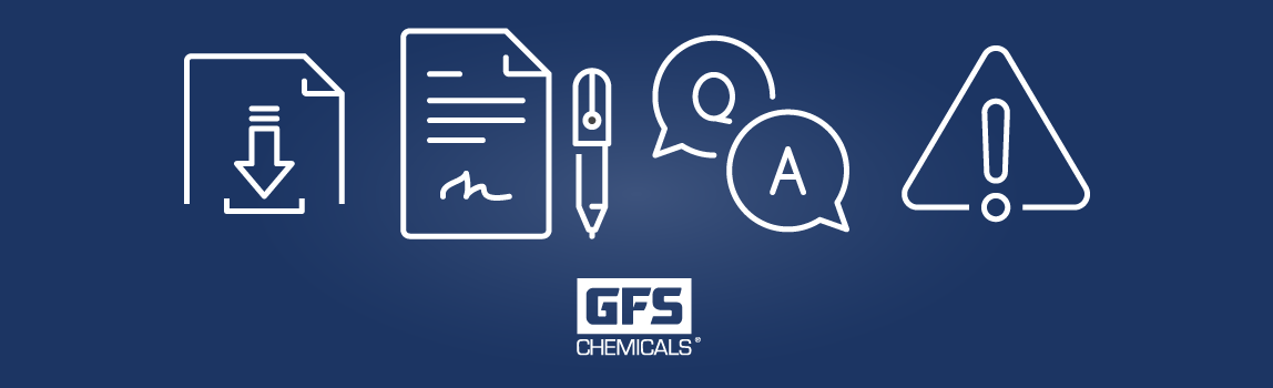 GFS Chemicals Resource page for Certificate of Analysis and Hazard Symbols