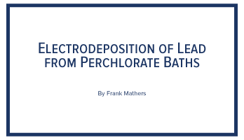 Electrodeposition of lead from perchlorate baths, Technical Library, GFS Chemicals