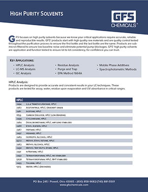 High Purity Solvents Brochure GFS Chemicals