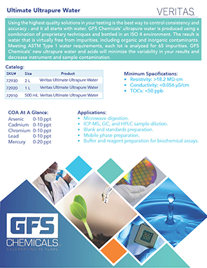 Veritas Ultimate Ultrapure Water Brochure GFS Chemicals