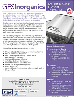 Battery Power and Storage Chemicals Brochure GFS Chemicals