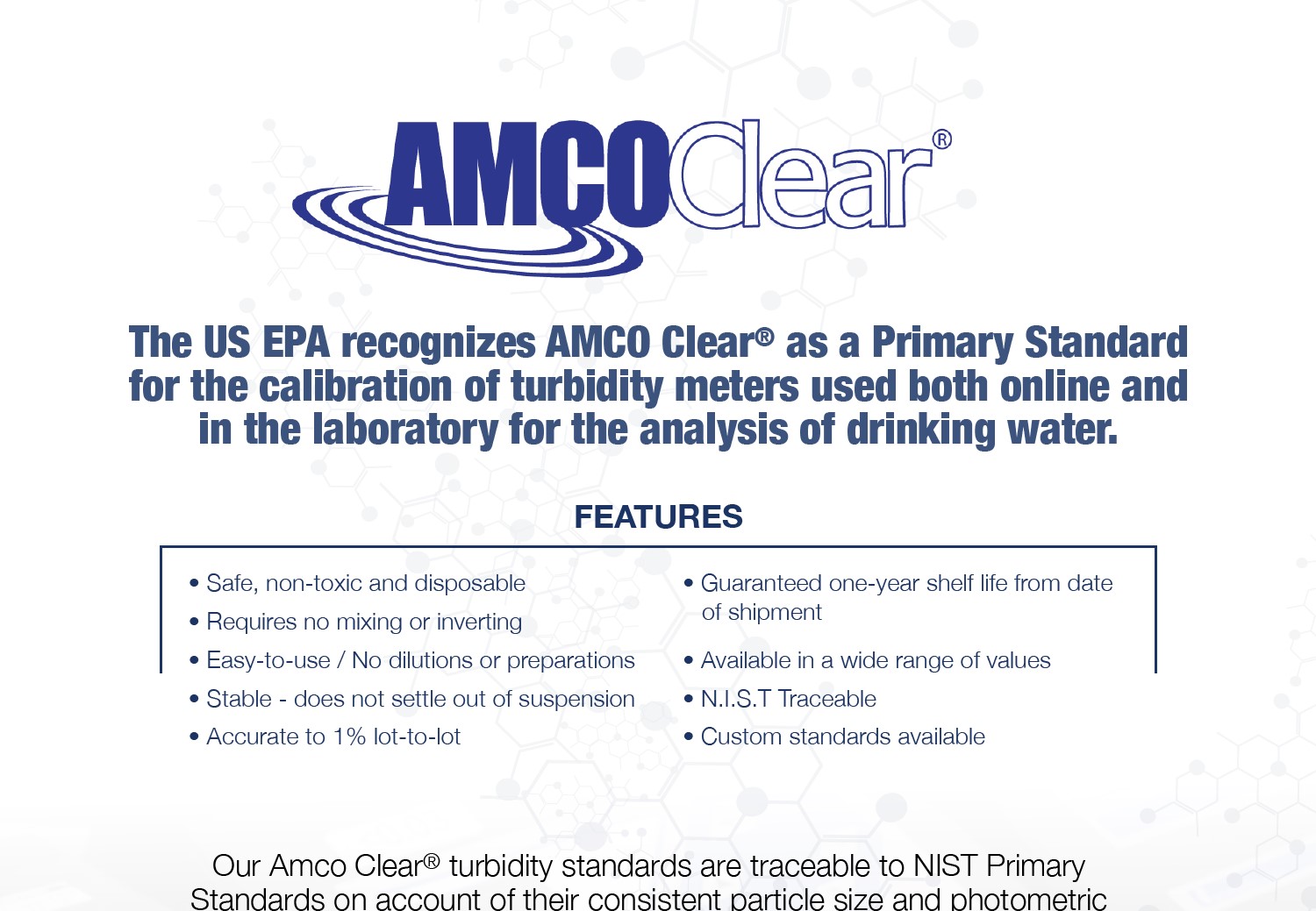 Manufactured Proprietary, AMCO Clear, Primary Standard